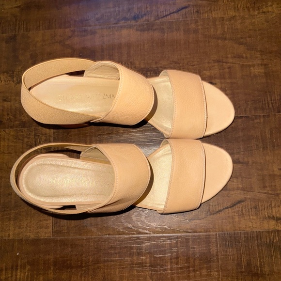 Stuart Weitzman Nude Block Heel Sandals - Picture 2 of 9